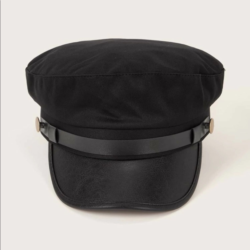 Baker boy cap hat vegan leather black fall - Picture 3 of 3